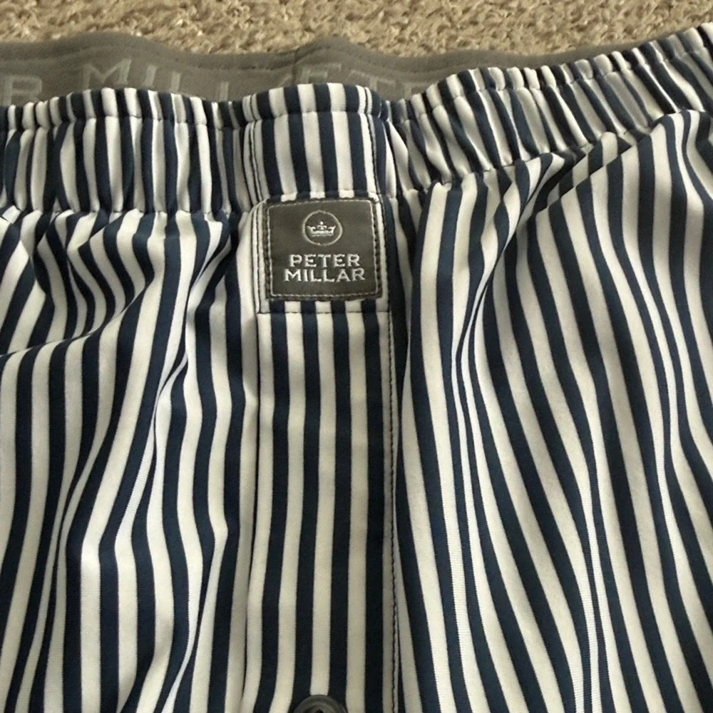 Peter Millar Jubilee Boxer Blue and White Striped Shorts